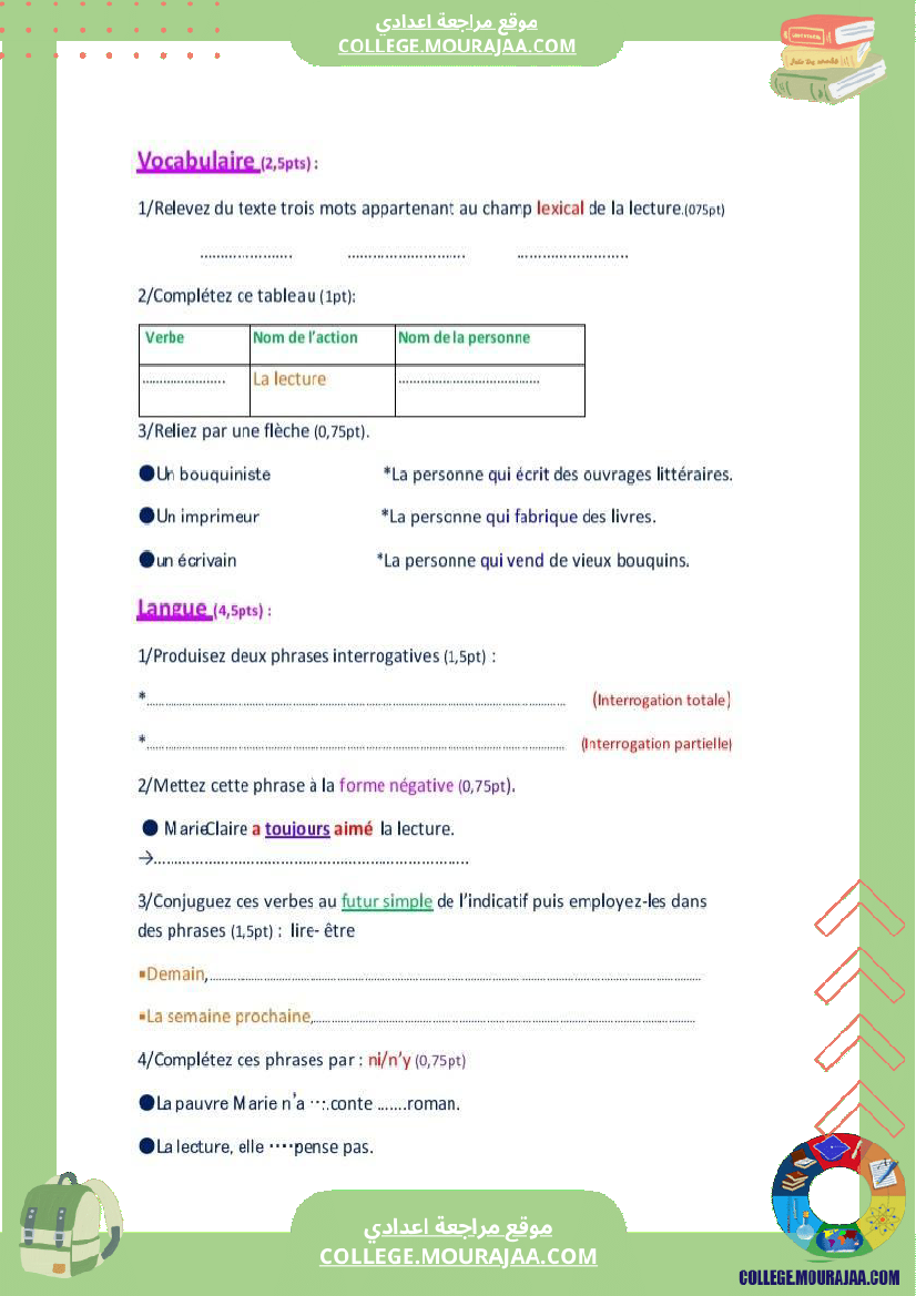 8 eme francais devoir de synthese n 2 corrige par module lectures inoubliables
