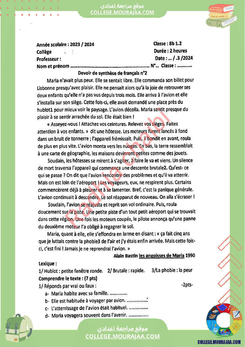 8 eme francais devoir de synthese n 2 corrige par module voyages et decouverte