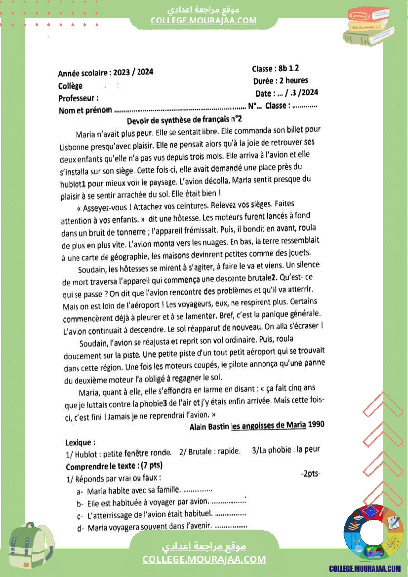 8 eme francais devoir de synthese n 2 corrige par module voyages et decouverte