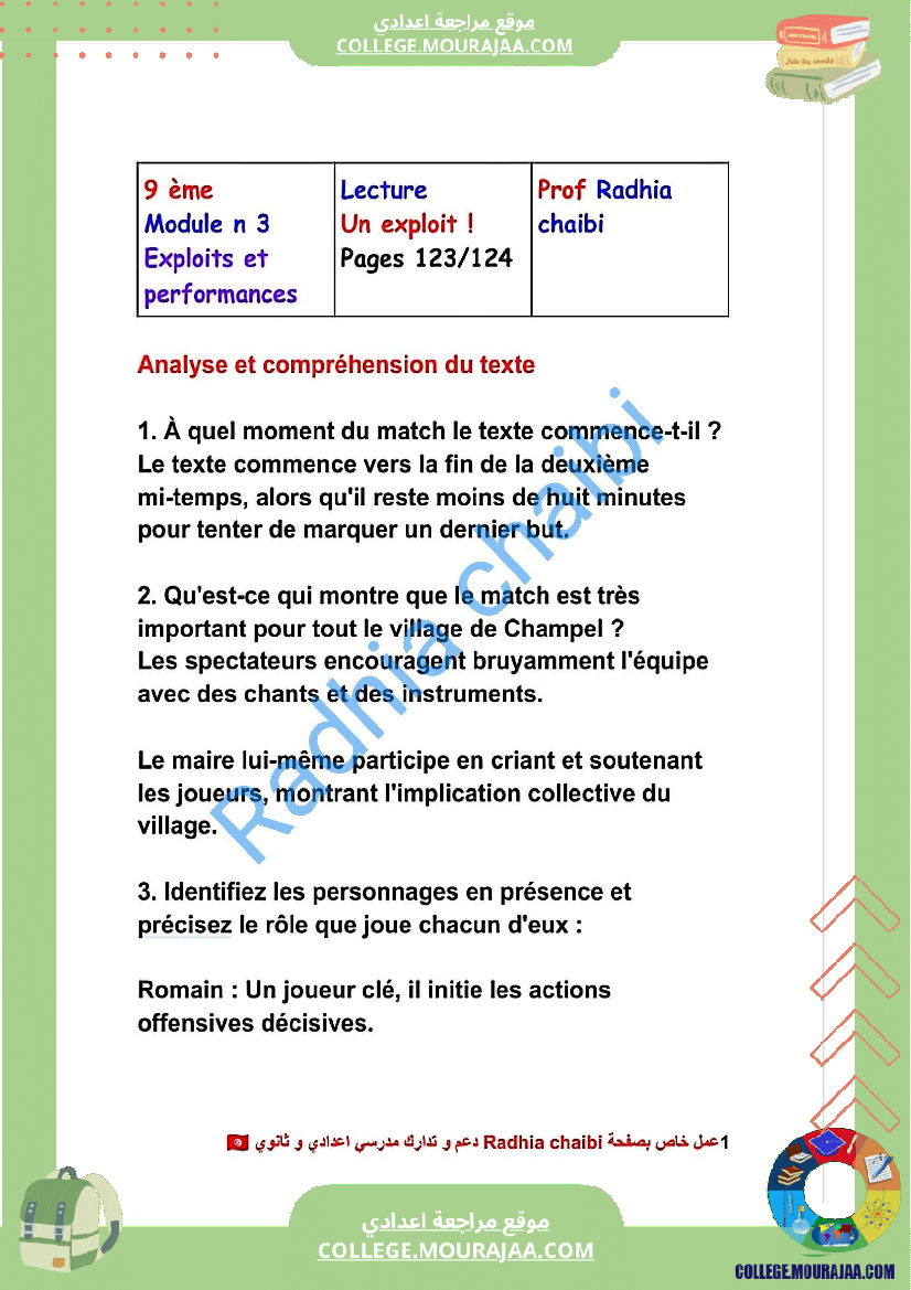Module Francais موقع مراجعة اعدادي 9_eme_francais_module_3_exploits_et_performances ...