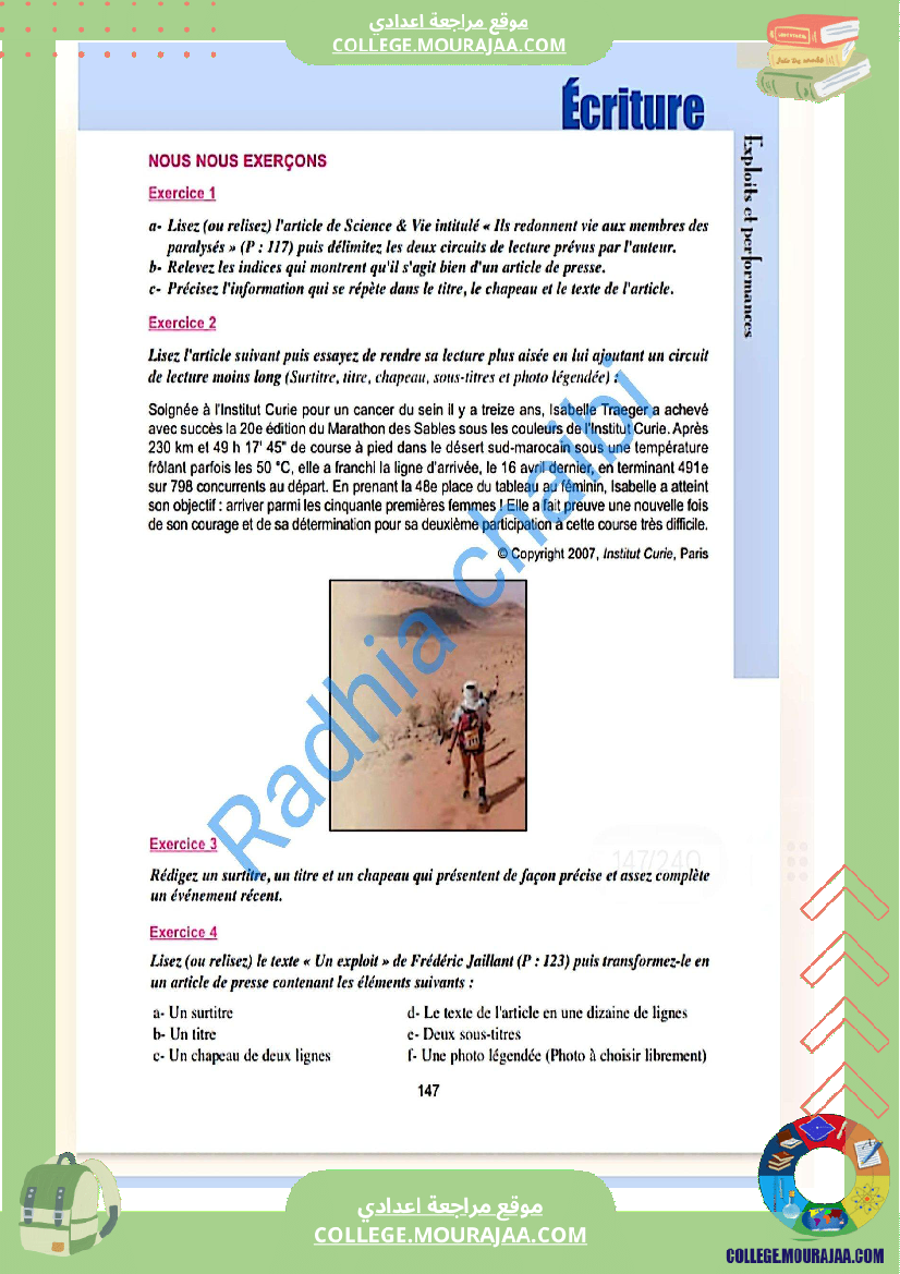 9 eme francais module 3 exploits et performances production ecrite correction des exercices