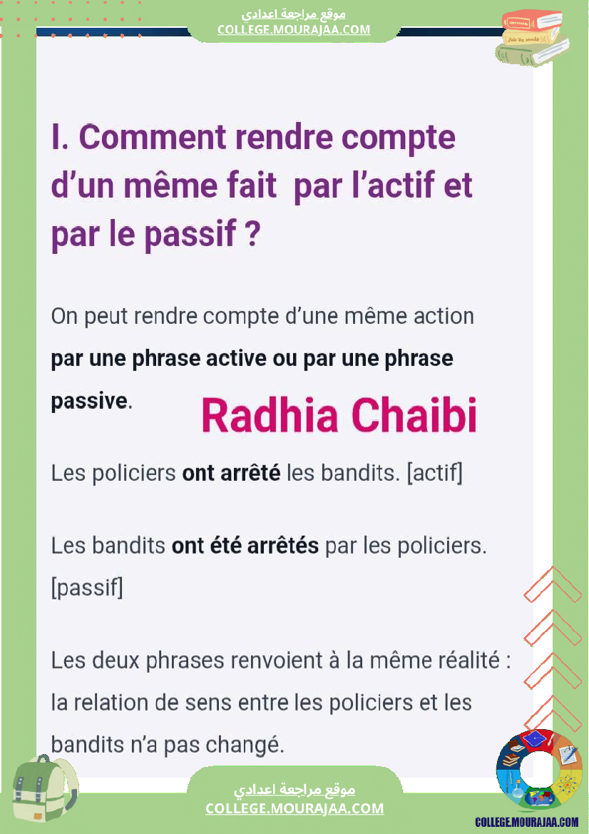 francais valable pour 9 eme annee niveaux secondaires 1 ere 2 eme 3 eme bac la voix active la vo