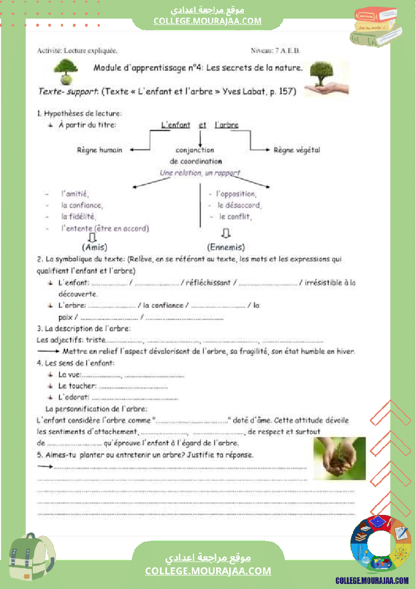 7 eme francais module n 4 les secrets de la nature cours exercices corriges