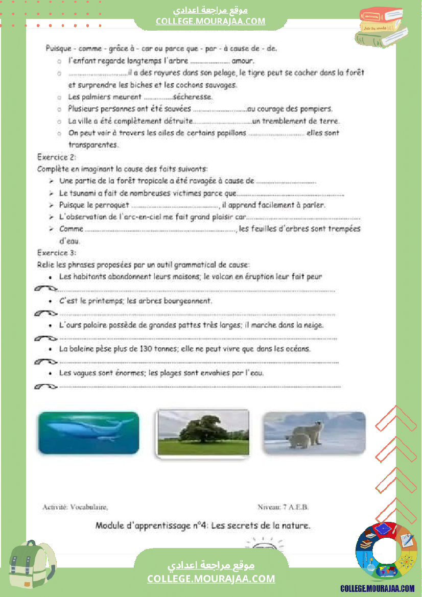 7 eme francais module n 4 les secrets de la nature cours exercices corriges