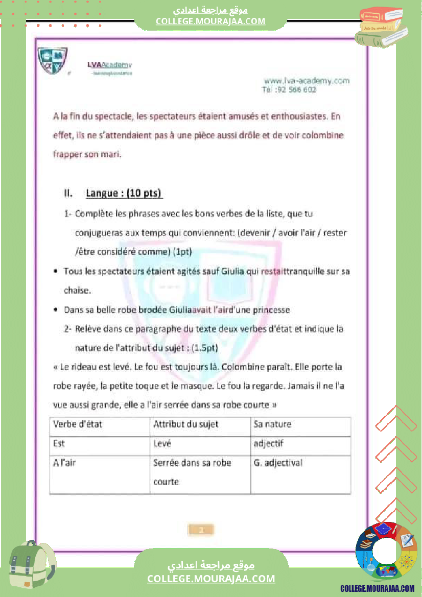 8 eme francais revision du devoir de synthese n 1
