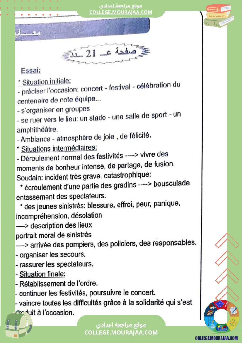 ثامنة أساسي فروض تاليفية عدد 1 مع الاصلاح