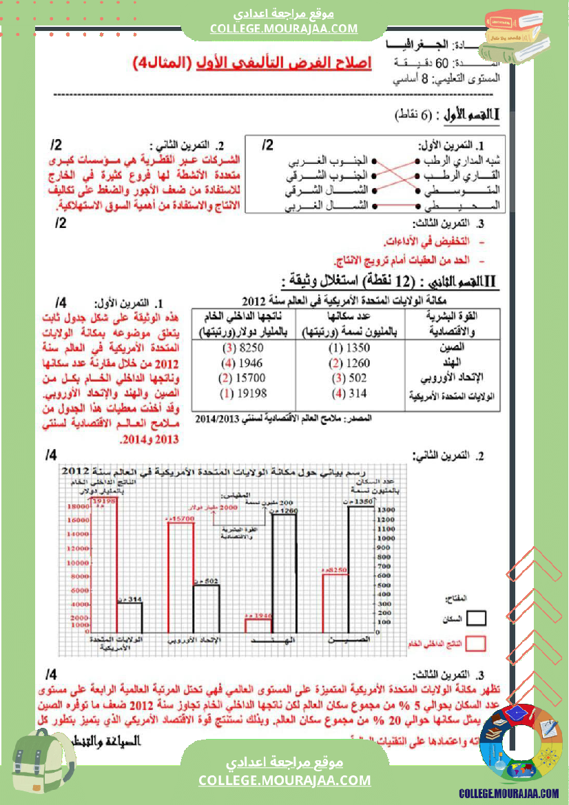 ثامنة_أساسي_جغرافيا_الثلاثي_الأول_فروض_تأليفي_عدد_1_بالاصلاح