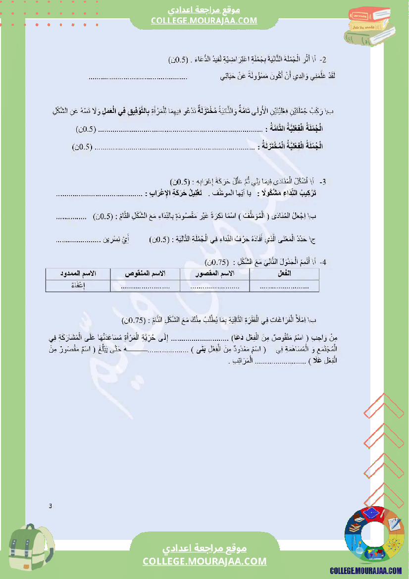 تاسعة_أساسي_فرض_تأليفي_عدد_1_عربية_بالاصلاح