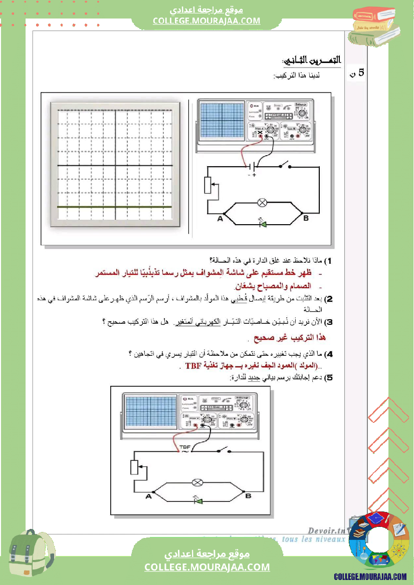 تاسعة أساسي علوم فيزيائية الثلاثي الأول فرض تأليفي عدد 1 بالاصلاح