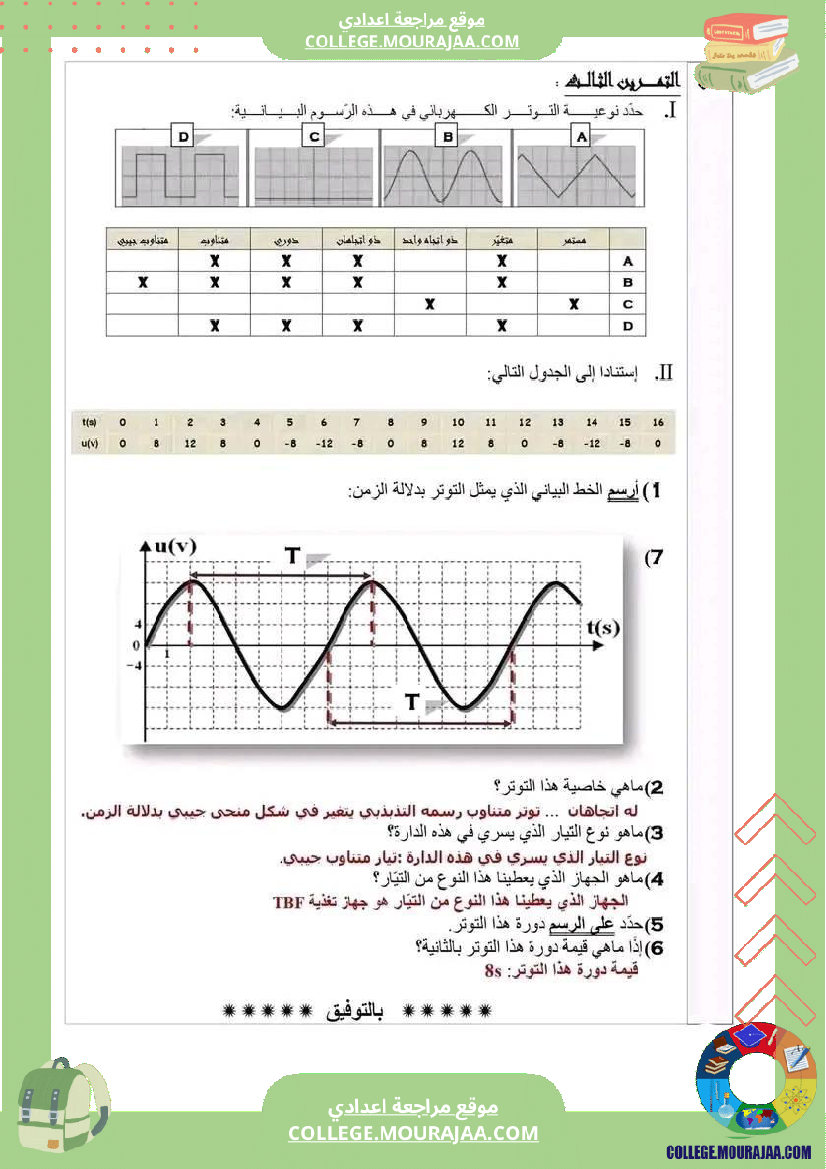 تاسعة أساسي علوم فيزيائية مع الإصلاح الثلاثي الأول
