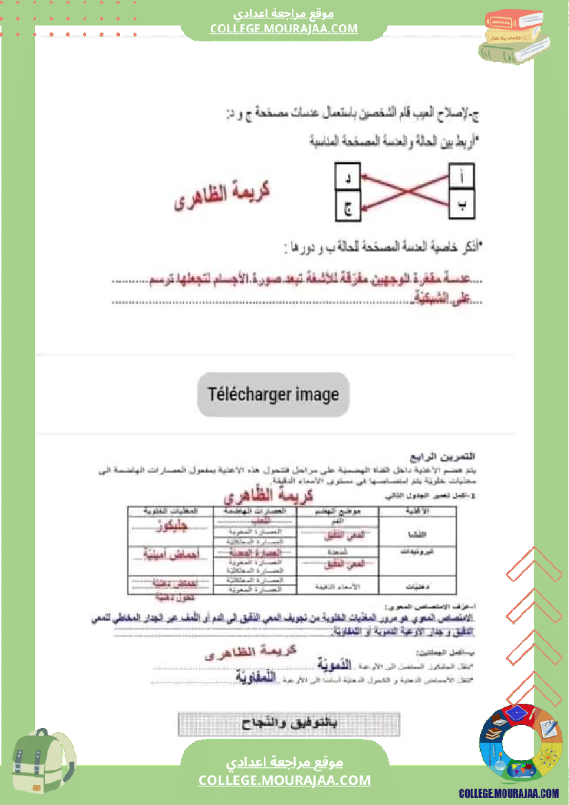تاسعة أساسي علوم الحياة و الأرض فرض تاليفي 1 مع الاصلاح