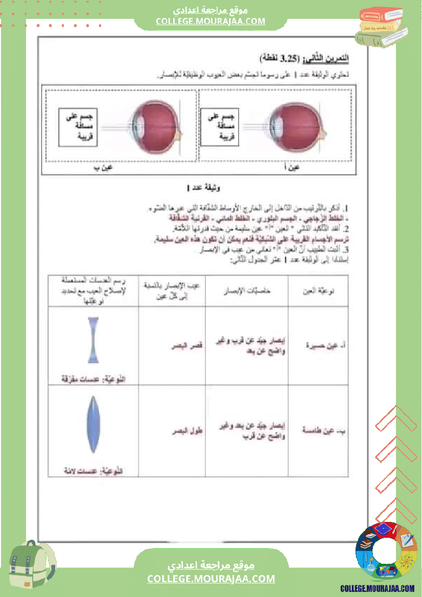 تاسعة أساسي علوم الحياة و الأرض فرض تاليفي عدد 1 مع الاصلاح