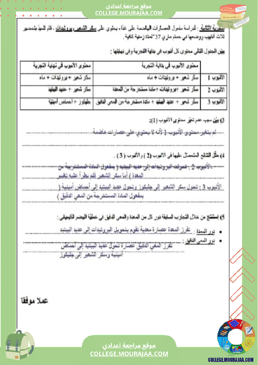 تاسعة علوم الحياة و الأرض فرض تاليفي عدد 1 مع الاصلاح