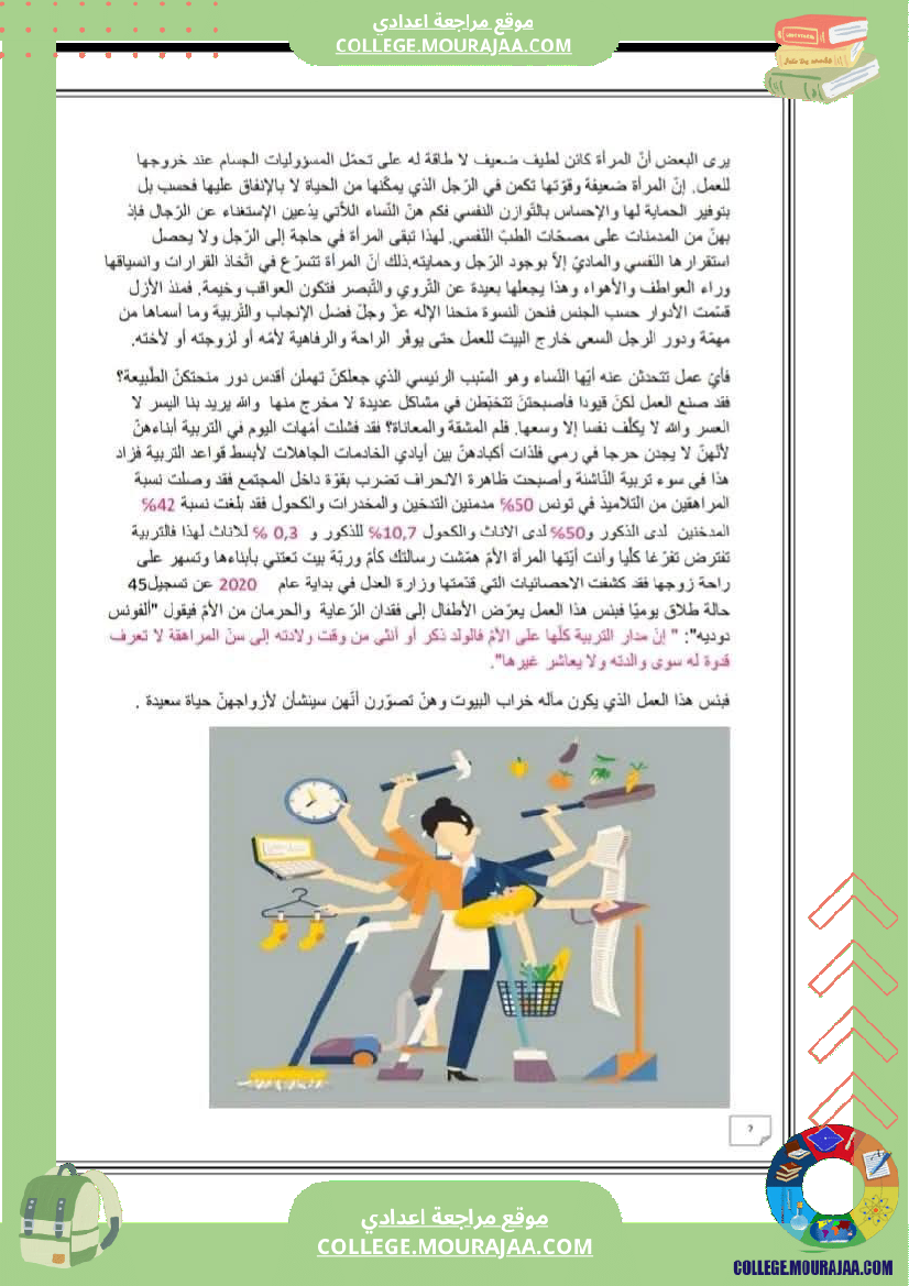 تاسعة_أساسي_محور_المرأة_في_المجتمعات_المعاصرة_تلخيص