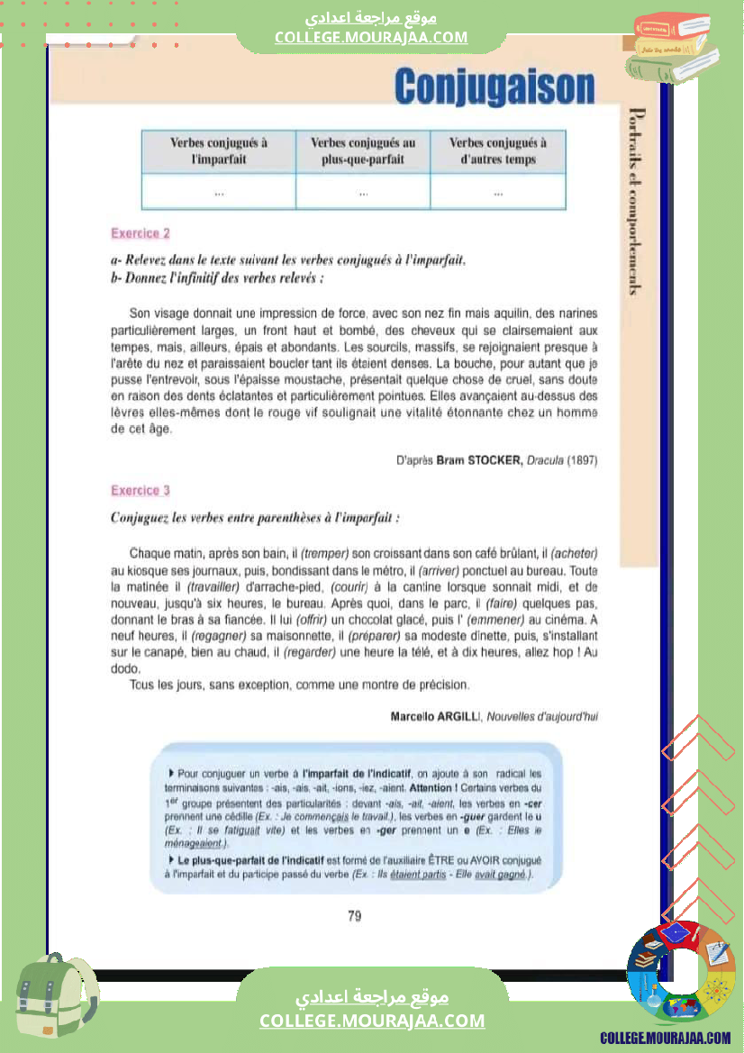 9 eme francais conjugaison l imparfait et le plus que parfait