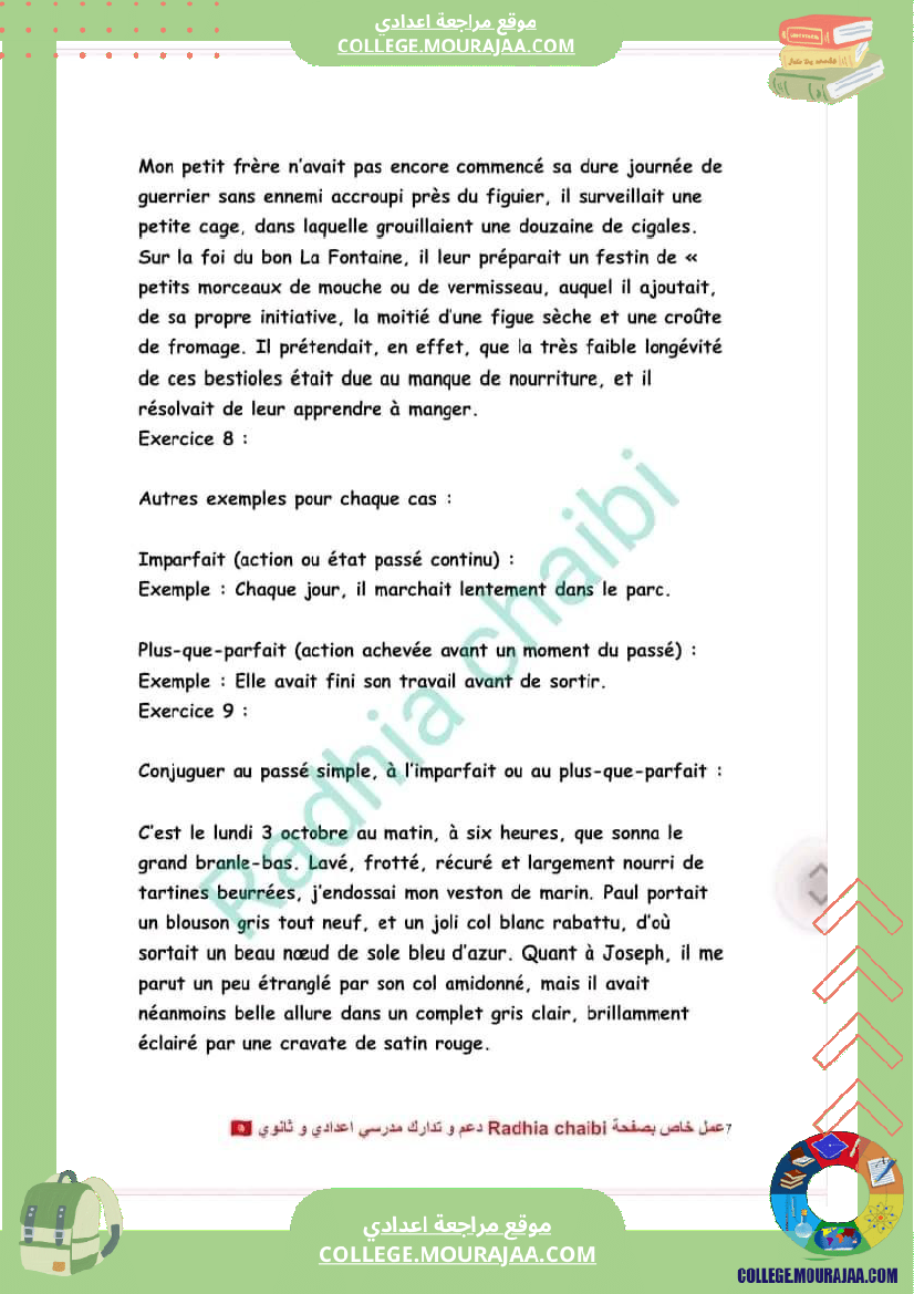 9 eme francais conjugaison l imparfait et le plus que parfait