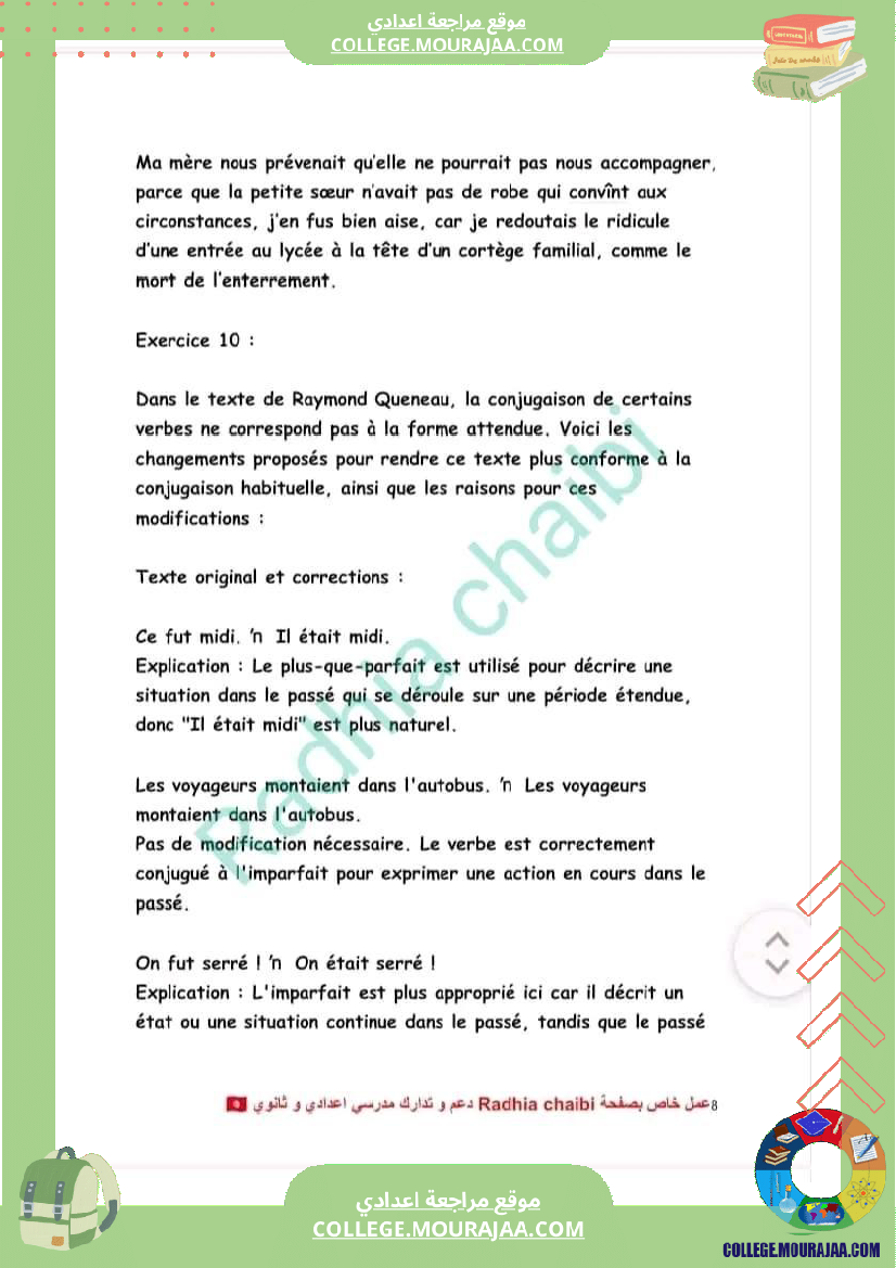 9 eme francais conjugaison l imparfait et le plus que parfait