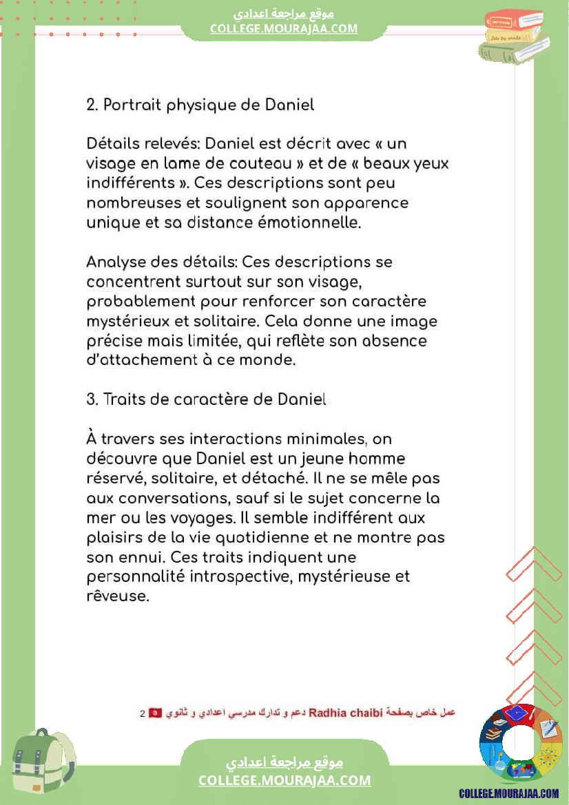 9 eme francais module n 2 portraits et comportements