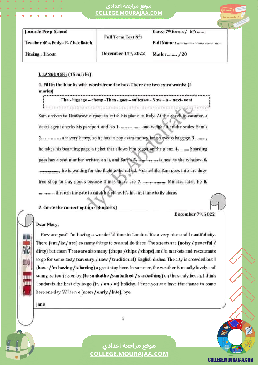 7 eme anglais devoir de synthese n 1 corrige