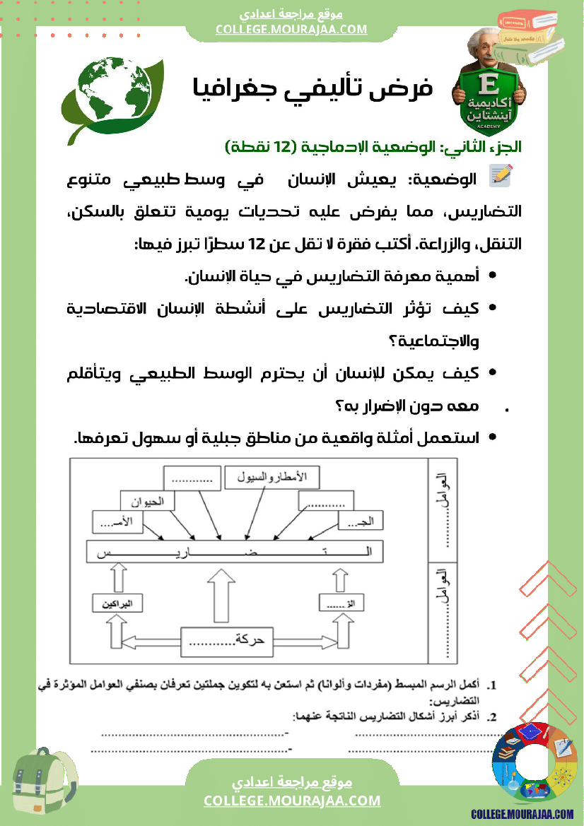 فرض تاليفي عدد1 جغرافيا مع الاصلاح سنة سابعة