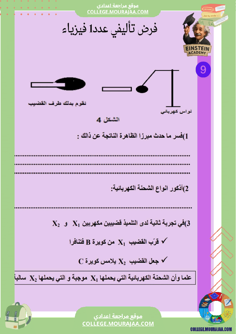 فرض تأليفي عدد 1 فيزياء السنة التاسعة أساسي