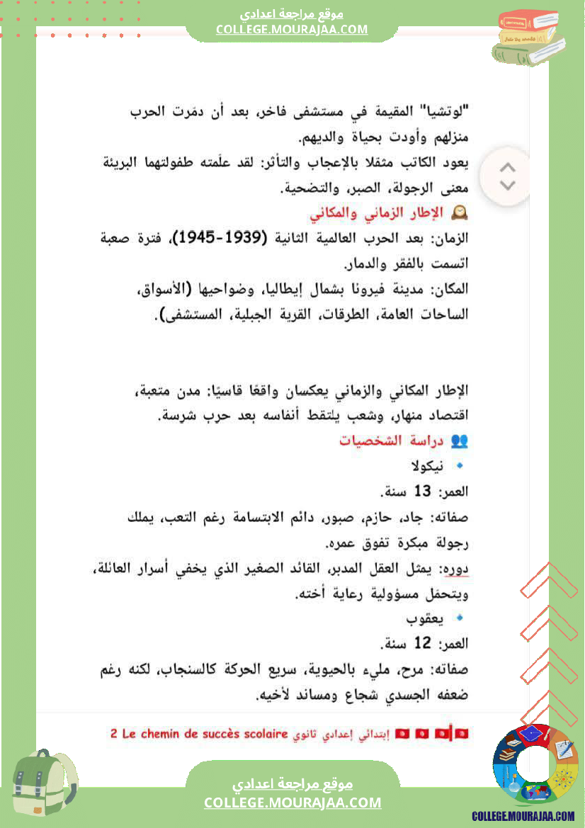 سابعة أساسي عربية الثلاثي الاول المحور الاول الأسرة قصة بطلان صغيران