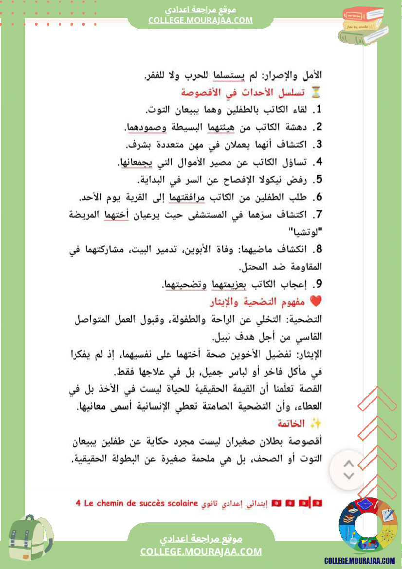 سابعة أساسي عربية الثلاثي الاول المحور الاول الأسرة قصة بطلان صغيران