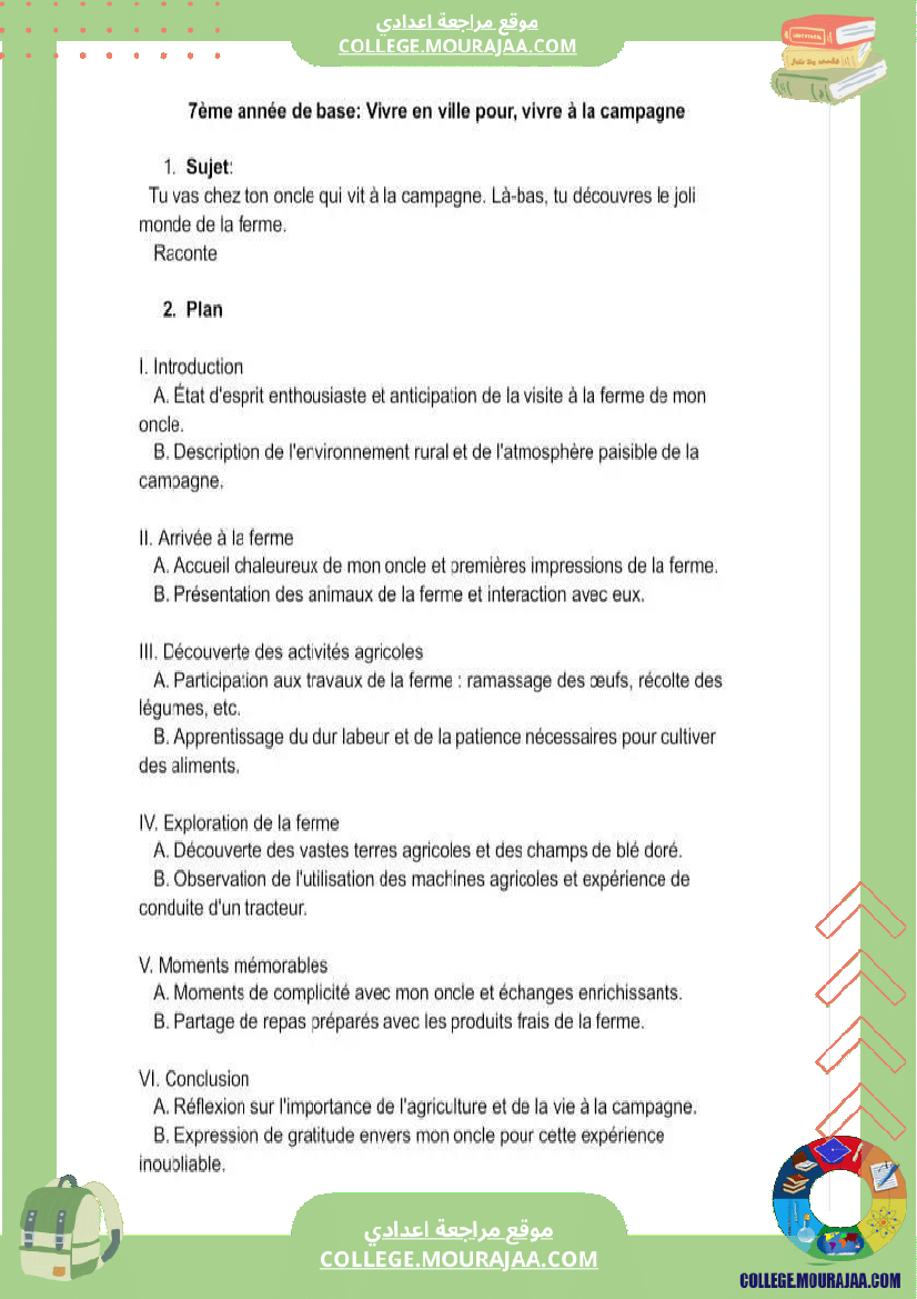 7 eme francais module 2 vivre en ville vivre a la campagne