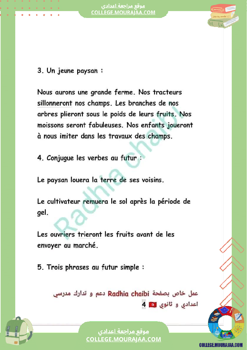 7 eme francais module n 2 vivre en ville vivre a la campagne conjugaison le futur simple