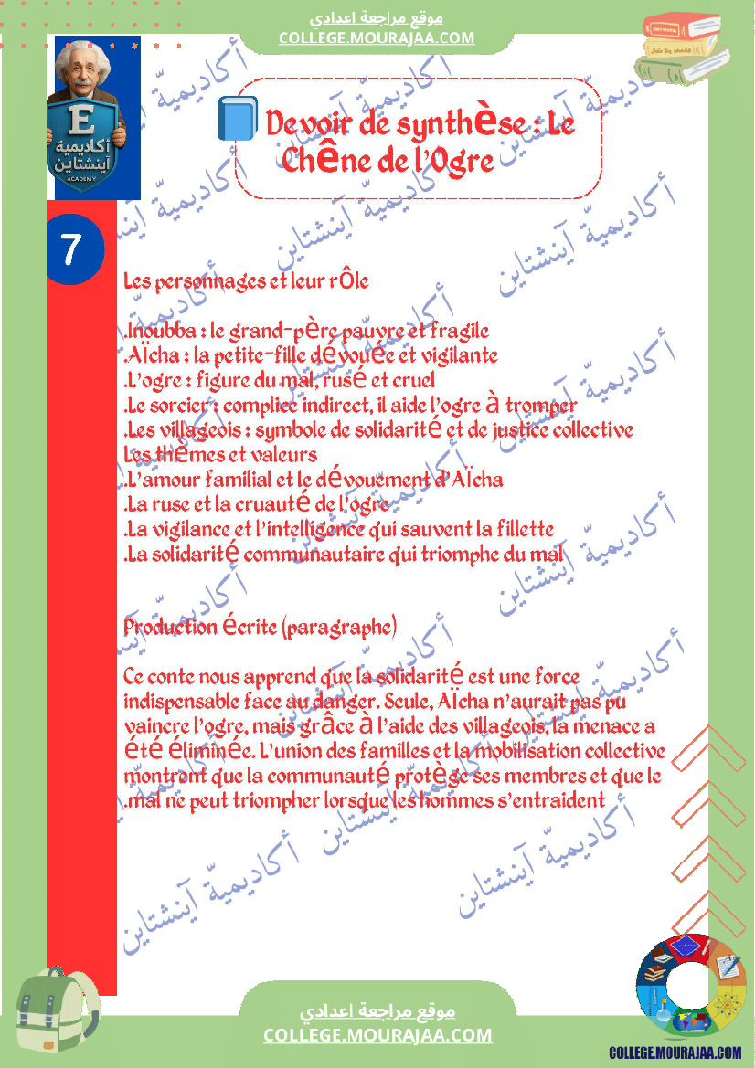 resume de conte le chene de l org 7eme annee avec devoir synthese