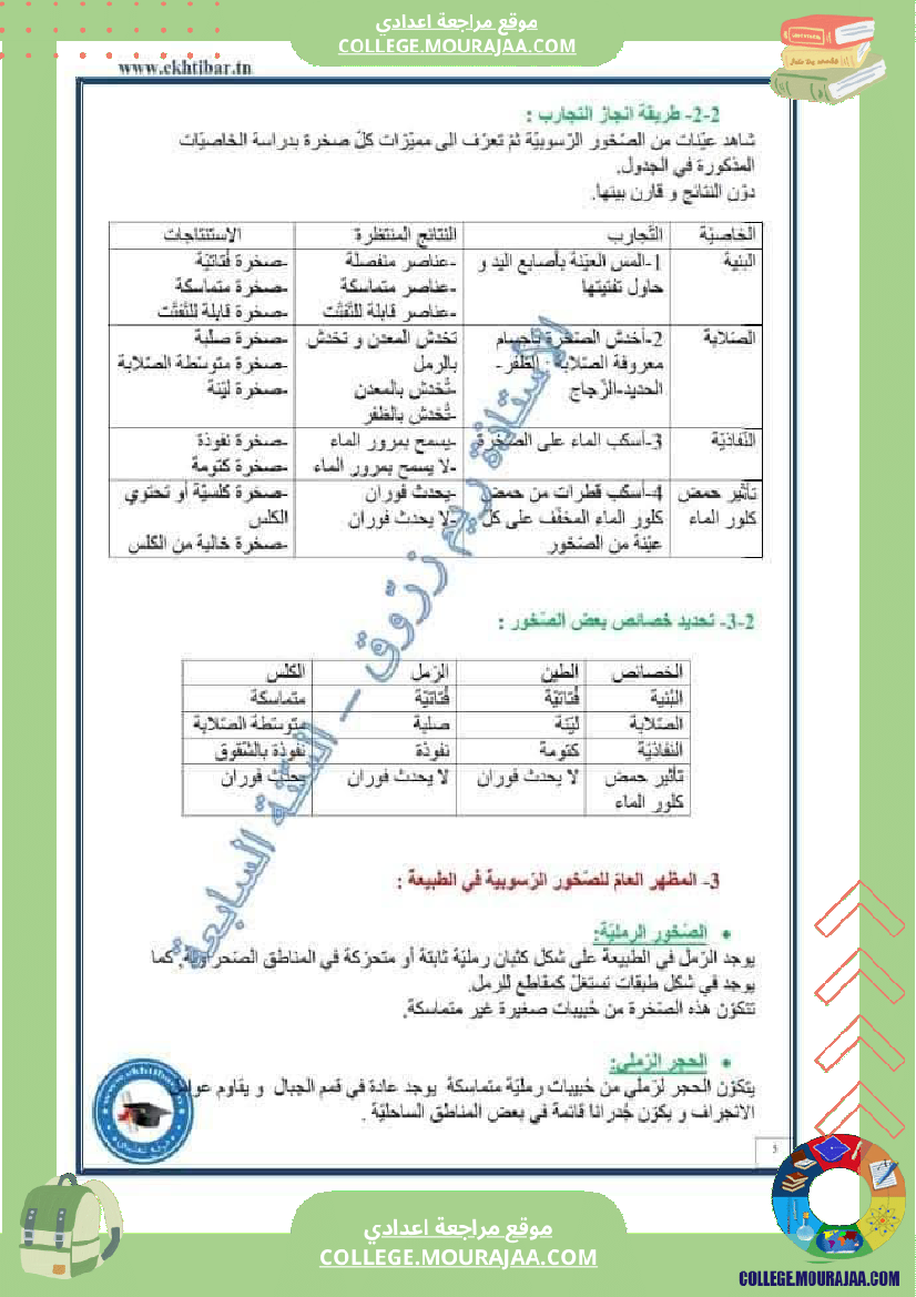 سابعة_أساسي_علوم_الحياة_و_الأرض_خصائص_الصخور_الرسوبية