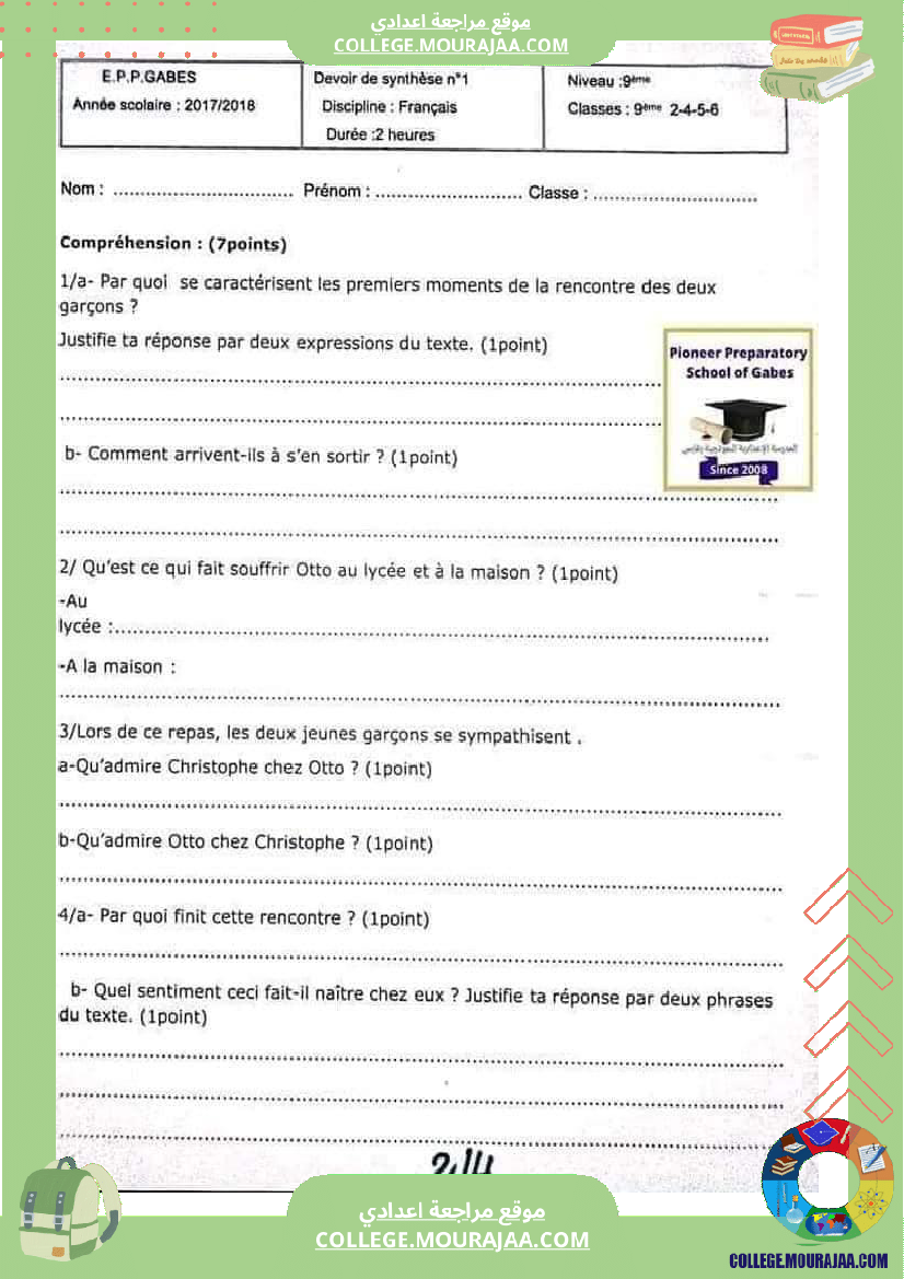 devoir francais synthése 9eme