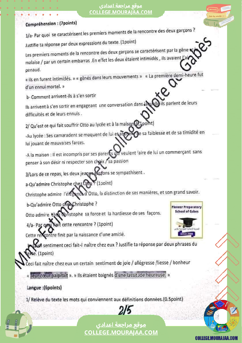 devoir francais synthése 9eme