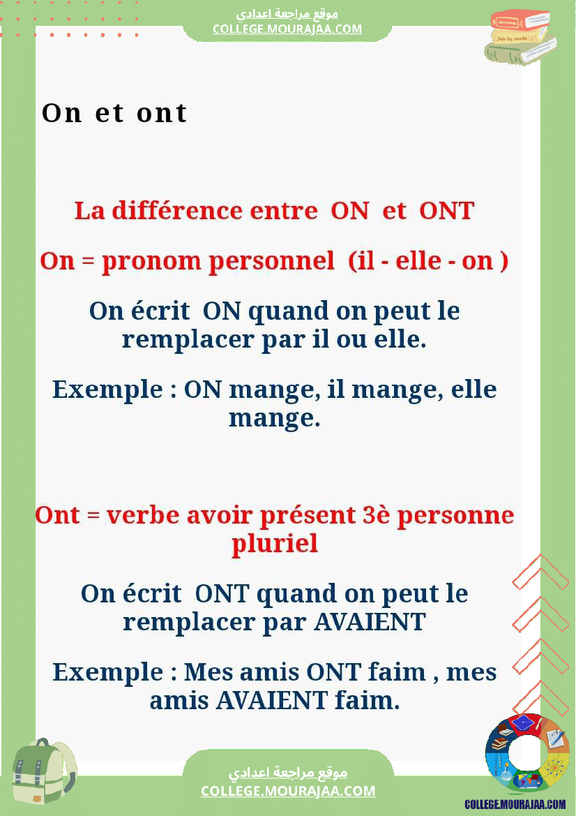 on est un pronom indefini ont est le verbe avoir conjugue si vous pouvez remplacer le