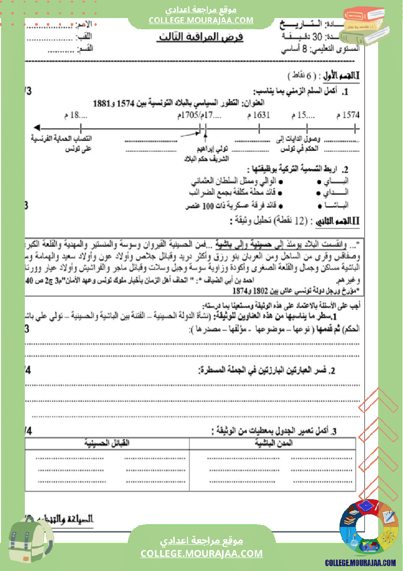 فرض مراقبة الثامنة في التاريخ الثلاثي الثالث