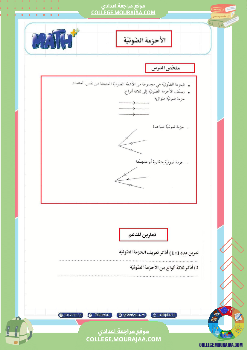 فيزياء اساسي 8 الثلاثي الثالث تلاخيص دروس وتمارين فروض مع الاصلاح