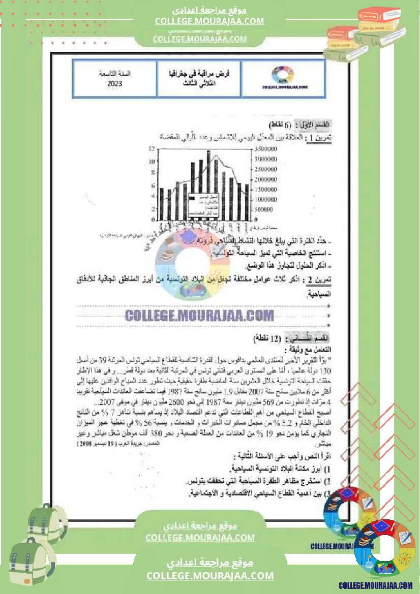 فرض مراقبة سنة التاسعة التربية المدنية الثلاثي الثالث