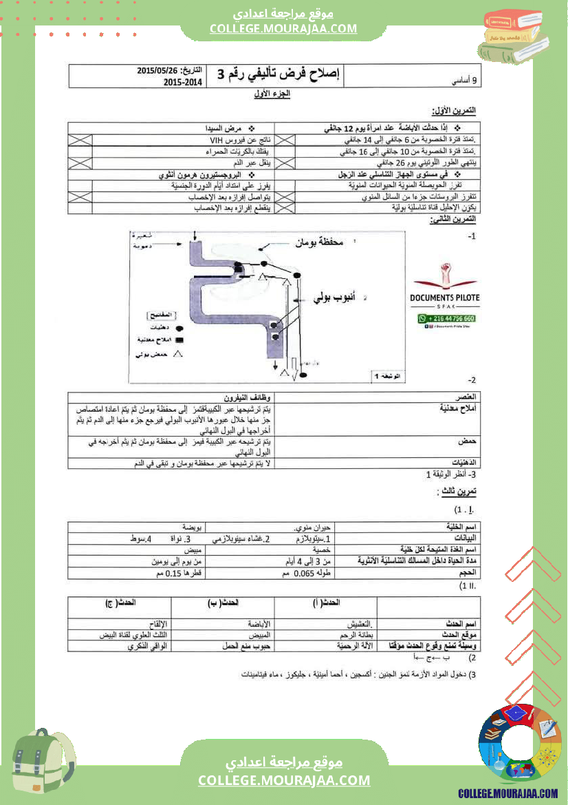 فرض_مراقبة_سنة_التاسعة_علوم_الحياة_و_الارض_الثلاثي_الثالث