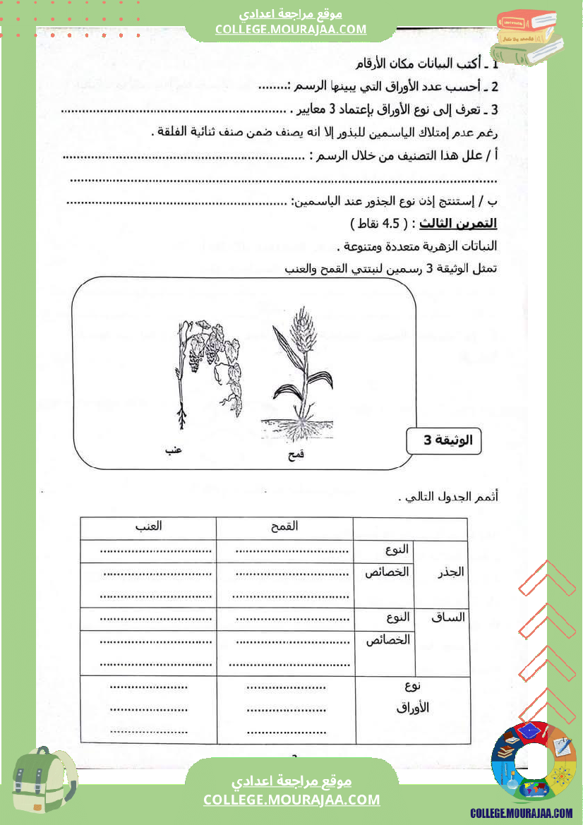 فرض_تأليفي_التاسعة_ثلاثي_ثالث_علوم_الحياة_و_الارض