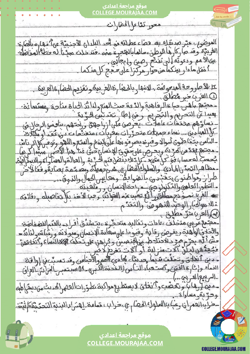التاسعة أساسي ا تدريب على الإنشاء حول أهمية التفاعل الثقافي و شروطه