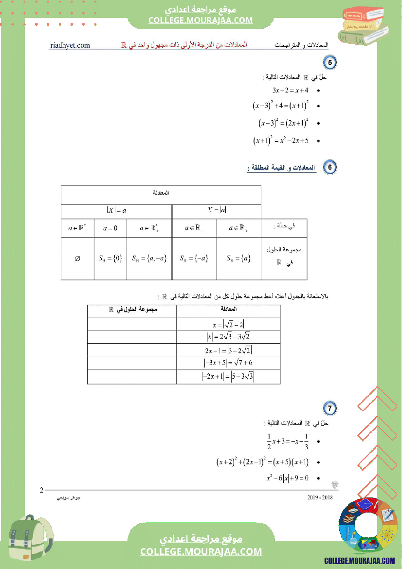 التاسعة_اساسي___المعادلات_من_الدرجة_الأولى_ذات_مجهول_واحد