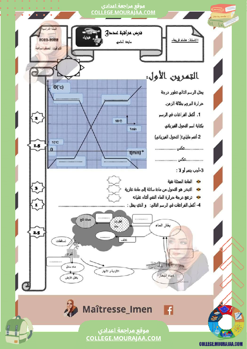 فرض مراقبة السابعة في العلوم الفيزيائية الثلاثي الثالث