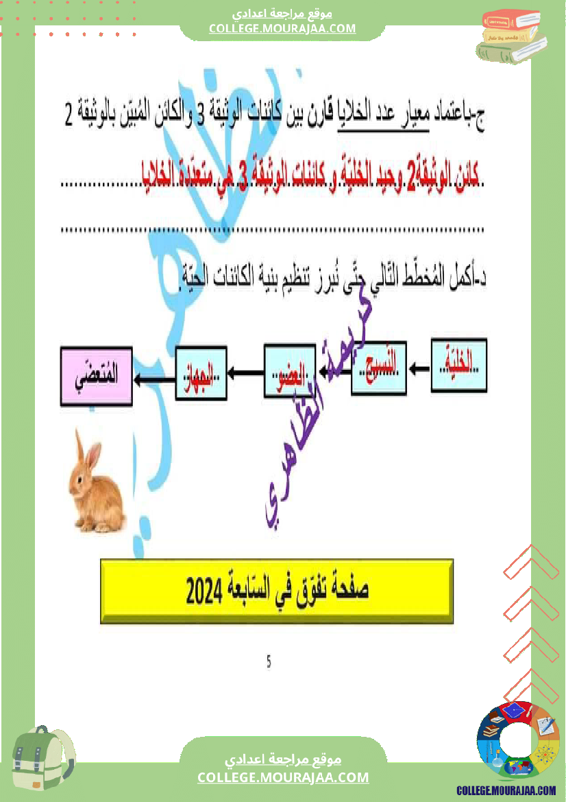 فرض تأليفي علوم الحياة و الارض مستوى السابعة الثلاثي الثالث