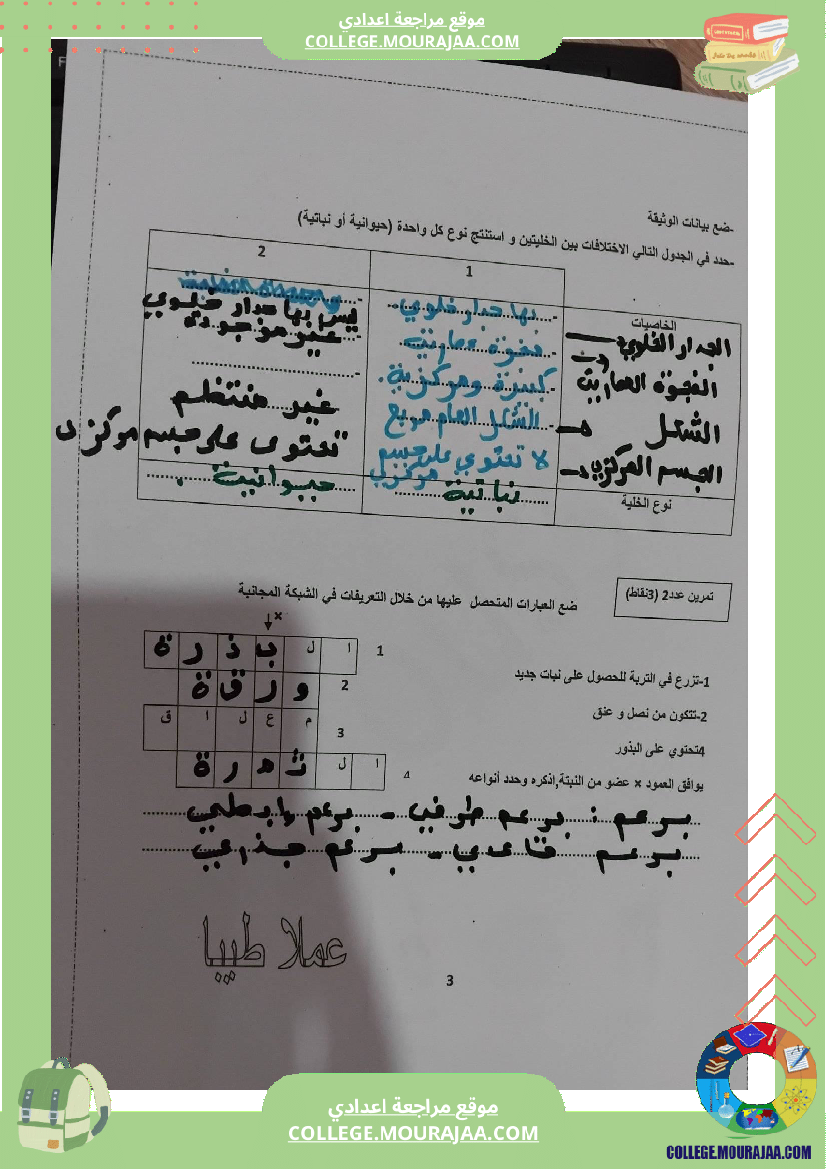 فرض_تأليفي_مستوى_السابعة_علوم_الحياة_و_الارض_الثلاثي_الثالث