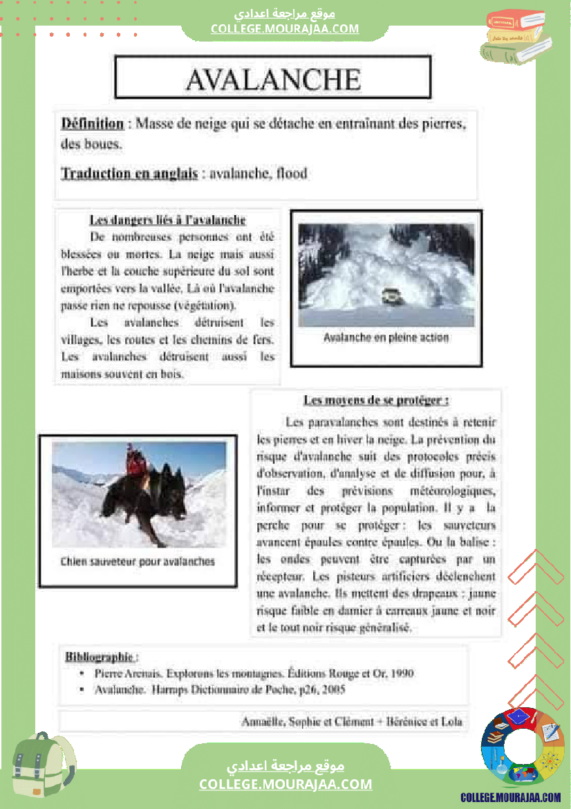 7 eme annee de l enseignement de base francais catastrophes naturelles