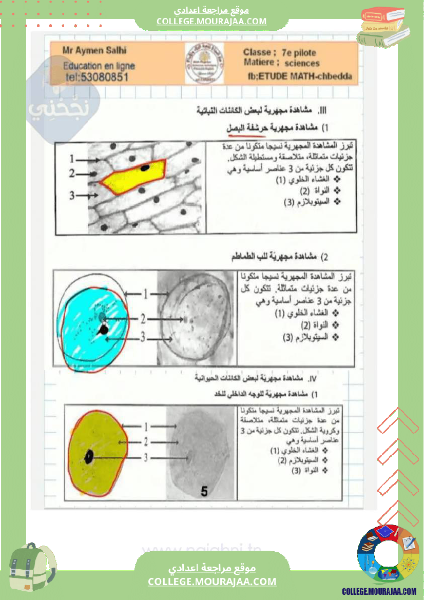 سابعة اساسي علوم الحياة و الارض ثلاثي للإفادة